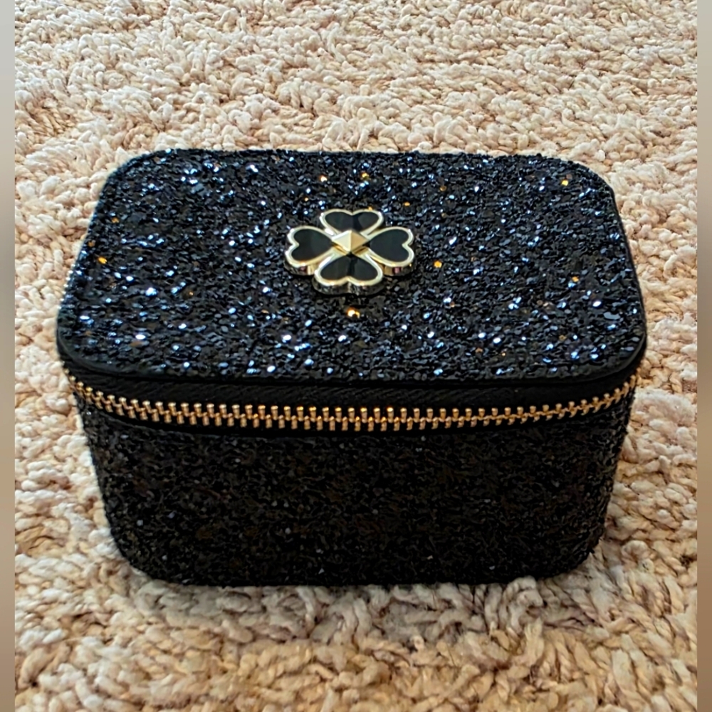 Kate Spade Odette Black Glitter Jewelry Holder NWT
